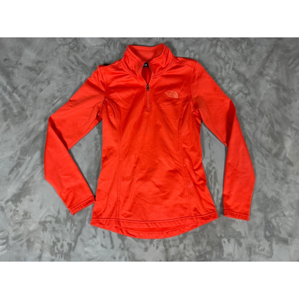 The North Face Womens Quarter Zip Pullover Orange Athletic Fleece Top 0401